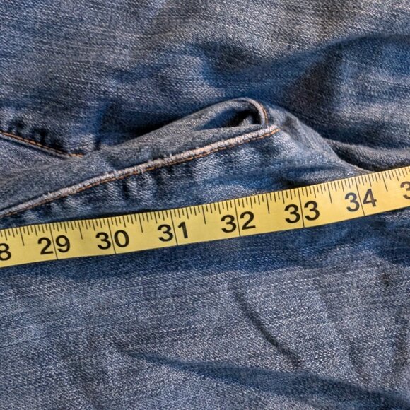 GAP JEANS Womens 12 L Long 12L Denim Blue Flare 1969 Distressed Stretch Long & - Picture 5 of 9